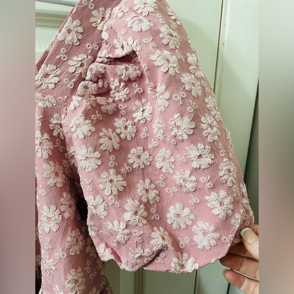 Grace & Emma NWT Botanical Blush Pink Floral Puff Sleeve Dress XL - Picture 9 of 16